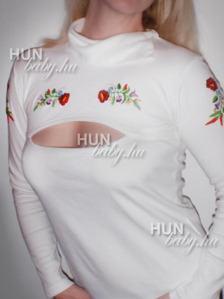 Női pulóver-garbó nyakas, extra tekoltázzsal - magyaros 